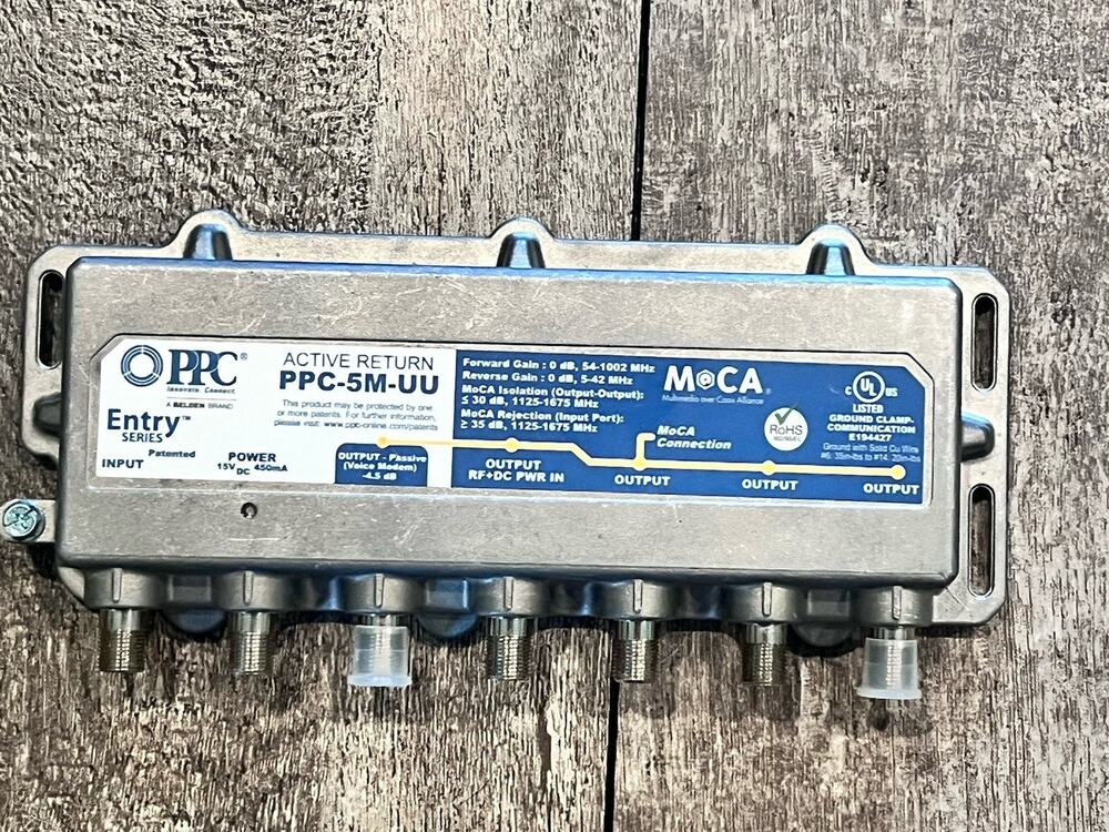 PPC Entry Series PPC-5M-U/U Coax Coaxial Active Return 5-Port MoCA Amplifier
